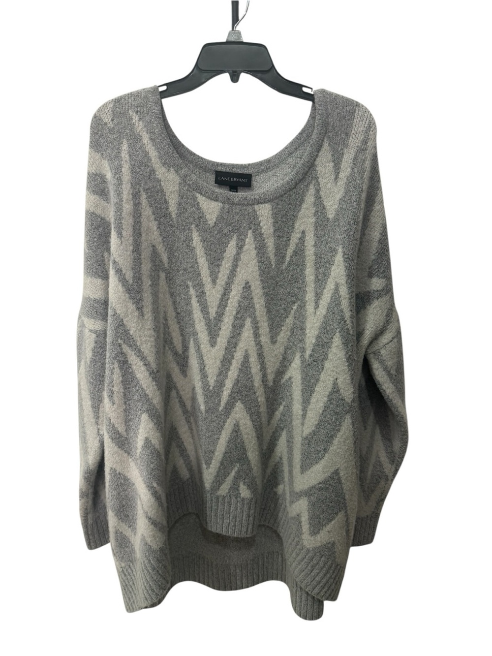 Lane Bryant grey and white sweater features a distinct chevron print size 26/28